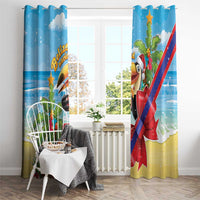 Belize Navidad Christmas Window Curtain Funny Santa Toucan - Wonder Print Shop