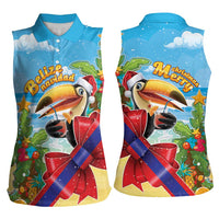 Belize Navidad Christmas Women Sleeveless Polo Shirt Funny Santa Toucan - Wonder Print Shop