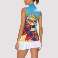 Belize Navidad Christmas Women Sleeveless Polo Shirt Funny Santa Toucan - Wonder Print Shop