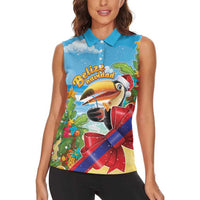 Belize Navidad Christmas Women Sleeveless Polo Shirt Funny Santa Toucan - Wonder Print Shop