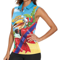 Belize Navidad Christmas Women Sleeveless Polo Shirt Funny Santa Toucan - Wonder Print Shop
