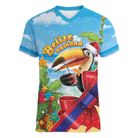 Belize Navidad Christmas Women V-Neck T-Shirt Funny Santa Toucan - Wonder Print Shop