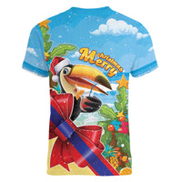 Belize Navidad Christmas Women V-Neck T-Shirt Funny Santa Toucan - Wonder Print Shop