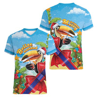 Belize Navidad Christmas Women V-Neck T-Shirt Funny Santa Toucan - Wonder Print Shop