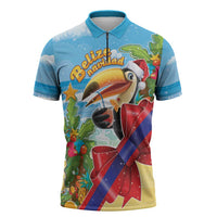 Belize Navidad Christmas Zipper Polo Shirt Funny Santa Toucan - Wonder Print Shop