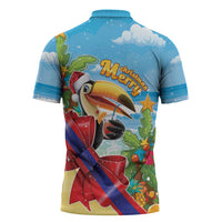 Belize Navidad Christmas Zipper Polo Shirt Funny Santa Toucan - Wonder Print Shop