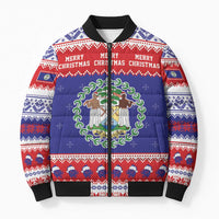 Belize Christmas Bomber Puffer Jacket Coat Of Arms Merry Xmas - Wonder Print Shop