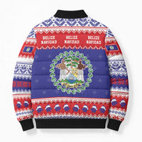 Belize Christmas Bomber Puffer Jacket Coat Of Arms Merry Xmas - Wonder Print Shop