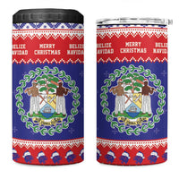 Belize Christmas 4 in 1 Can Cooler Tumbler Coat Of Arms Merry Xmas - Wonder Print Shop