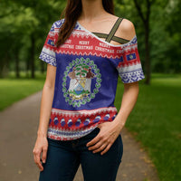 Belize Christmas Cross Shoulder Shirt Coat Of Arms Merry Xmas - Wonder Print Shop