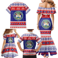 Belize Christmas Family Matching Mermaid Dress and Hawaiian Shirt Coat Of Arms Merry Xmas - Wonder Print Shop