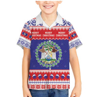 Belize Christmas Family Matching Mermaid Dress and Hawaiian Shirt Coat Of Arms Merry Xmas - Wonder Print Shop