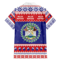 Belize Christmas Family Matching Off The Shoulder Long Sleeve Dress and Hawaiian Shirt Coat Of Arms Merry Xmas - Wonder Print Shop