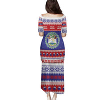 Belize Christmas Family Matching Puletasi and Hawaiian Shirt Coat Of Arms Merry Xmas - Wonder Print Shop