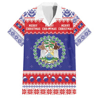 Belize Christmas Family Matching Short Sleeve Bodycon Dress and Hawaiian Shirt Coat Of Arms Merry Xmas - Wonder Print Shop