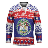 Belize Christmas Hockey Jersey Coat Of Arms Merry Xmas - Wonder Print Shop