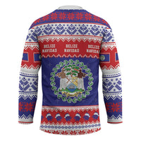 Belize Christmas Hockey Jersey Coat Of Arms Merry Xmas - Wonder Print Shop