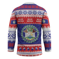 Belize Christmas Hockey Jersey Coat Of Arms Merry Xmas - Wonder Print Shop