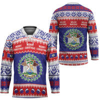 Belize Christmas Hockey Jersey Coat Of Arms Merry Xmas - Wonder Print Shop