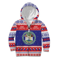 Belize Christmas Kid Hoodie Coat Of Arms Merry Xmas - Wonder Print Shop
