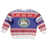 Belize Christmas Kid Ugly Christmas Sweater Coat Of Arms Merry Xmas - Wonder Print Shop