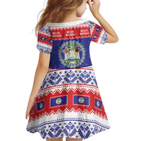 Belize Christmas Kid Short Sleeve Dress Coat Of Arms Merry Xmas - Wonder Print Shop