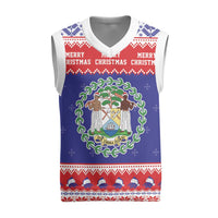 Belize Christmas Knitted V-Neck Vest Coat Of Arms Merry Xmas - Wonder Print Shop