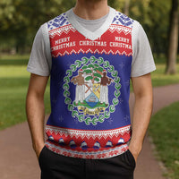 Belize Christmas Knitted V-Neck Vest Coat Of Arms Merry Xmas - Wonder Print Shop