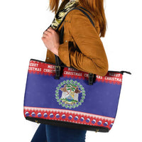 Belize Christmas Leather Tote Bag Coat Of Arms Merry Xmas - Wonder Print Shop