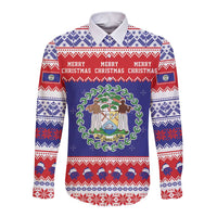 Belize Christmas Long Sleeve Button Shirt Coat Of Arms Merry Xmas - Wonder Print Shop
