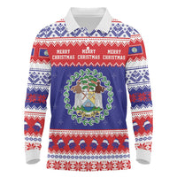 Belize Christmas Long Sleeve Polo Shirt Coat Of Arms Merry Xmas - Wonder Print Shop