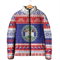Belize Christmas Padded Jacket Coat Of Arms Merry Xmas - Wonder Print Shop