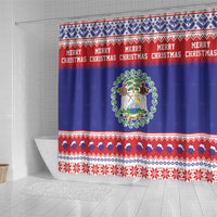 Belize Christmas Shower Curtain Coat Of Arms Merry Xmas - Wonder Print Shop
