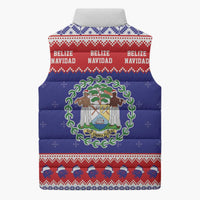Belize Christmas Sleeveless Puffer Jacket Coat Of Arms Merry Xmas - Wonder Print Shop