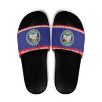 Belize Christmas Slide Sandals Coat Of Arms Merry Xmas - Wonder Print Shop