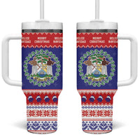 Belize Christmas Tumbler With Handle Coat Of Arms Merry Xmas - Wonder Print Shop