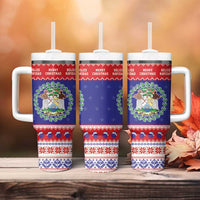 Belize Christmas Tumbler With Handle Coat Of Arms Merry Xmas - Wonder Print Shop