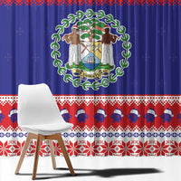 Belize Christmas Window Curtain Coat Of Arms Merry Xmas - Wonder Print Shop