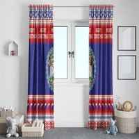 Belize Christmas Window Curtain Coat Of Arms Merry Xmas - Wonder Print Shop