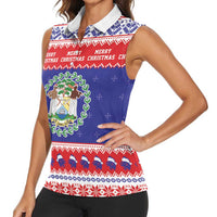 Belize Christmas Women Sleeveless Polo Shirt Coat Of Arms Merry Xmas - Wonder Print Shop