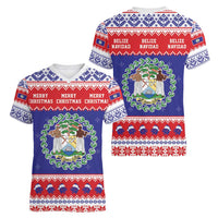 Belize Christmas Women V-Neck T-Shirt Coat Of Arms Merry Xmas - Wonder Print Shop