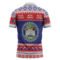 Belize Christmas Zipper Polo Shirt Coat Of Arms Merry Xmas - Wonder Print Shop
