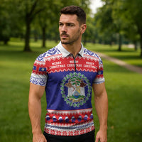 Belize Christmas Zipper Polo Shirt Coat Of Arms Merry Xmas - Wonder Print Shop