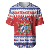 Personalized Cuba Christmas Baseball Jersey Coat Of Arms Xmas Vibe - Wonder Print Shop