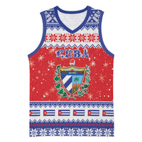 Personalized Cuba Christmas Basketball Jersey Coat Of Arms Xmas Vibe - Wonder Print Shop
