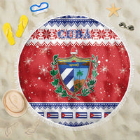 Cuba Christmas Beach Blanket Coat Of Arms Xmas Vibe - Wonder Print Shop