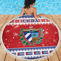 Cuba Christmas Beach Blanket Coat Of Arms Xmas Vibe - Wonder Print Shop