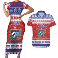 Personalized Cuba Christmas Couples Matching Short Sleeve Bodycon Dress and Hawaiian Shirt Coat Of Arms Xmas Vibe - Wonder Print Shop