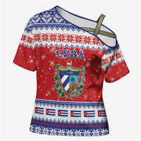 Personalized Cuba Christmas Cross Shoulder Shirt Coat Of Arms Xmas Vibe - Wonder Print Shop