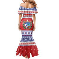 Personalized Cuba Christmas Family Matching Mermaid Dress and Hawaiian Shirt Coat Of Arms Xmas Vibe - Wonder Print Shop